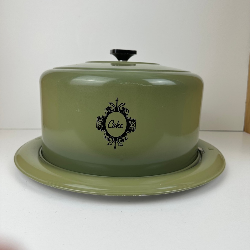 West Bend Vintage Avocado Green Aluminum Cake Carrier Mid Century Modern MCM